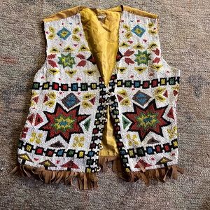 Vintage beaded vest Native American-looking pattern